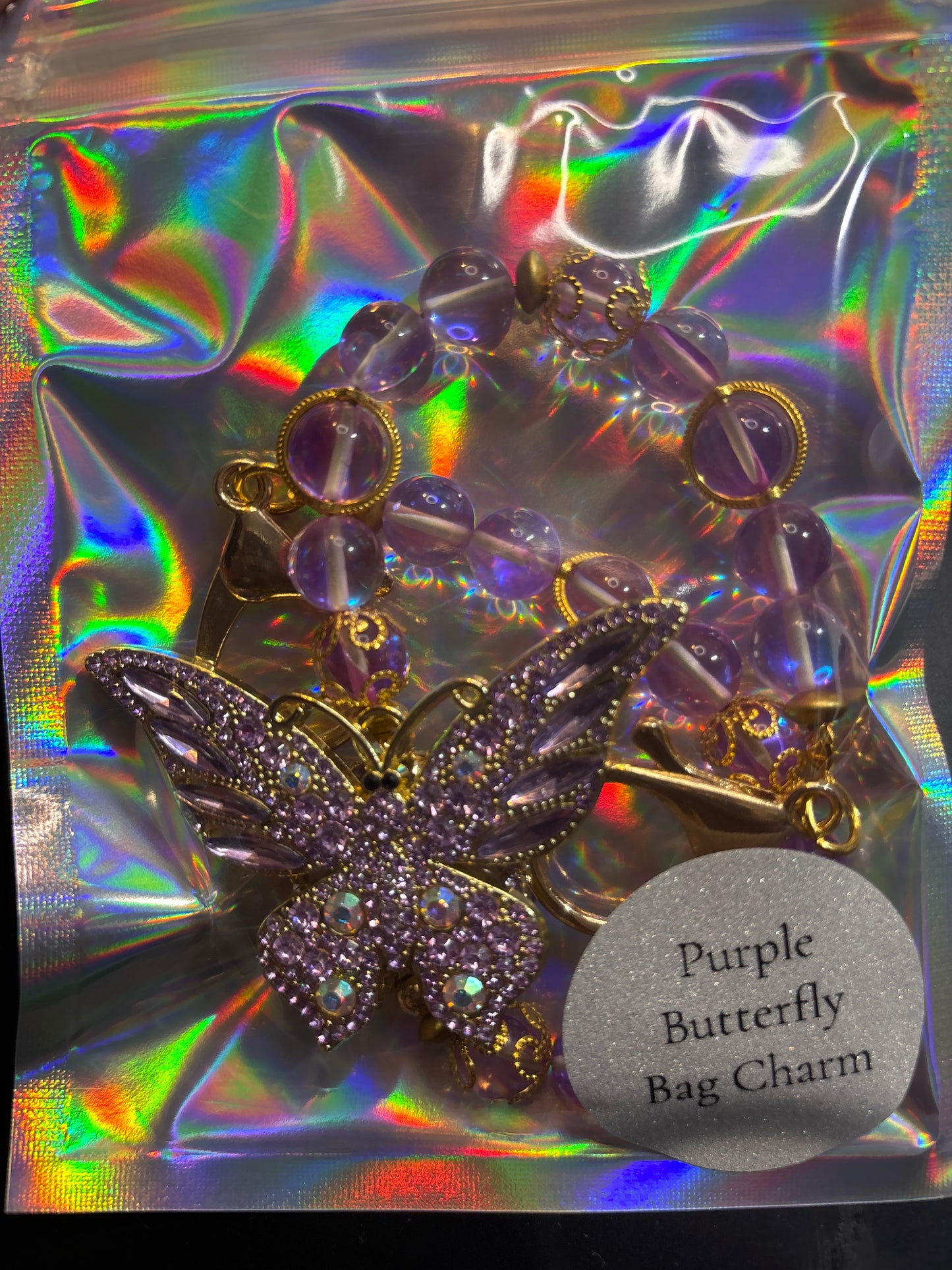 Purple Butterfly Bag Charm