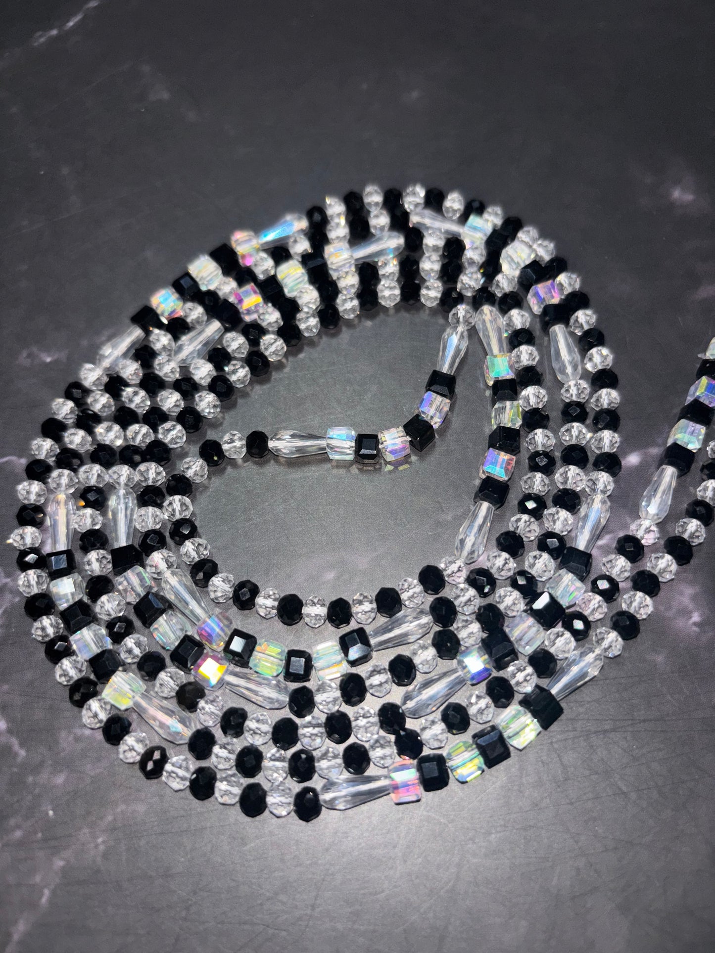 Yin and Yang - Black and Clear Waist Bead