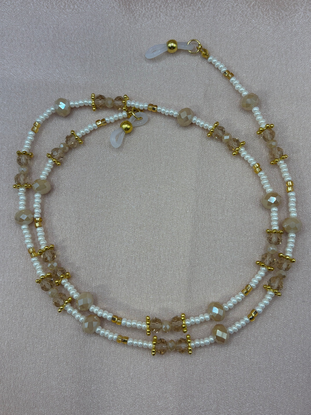 A Touch of Class - Ivory, Champagne & Gold Beaded Eyeglass Chain