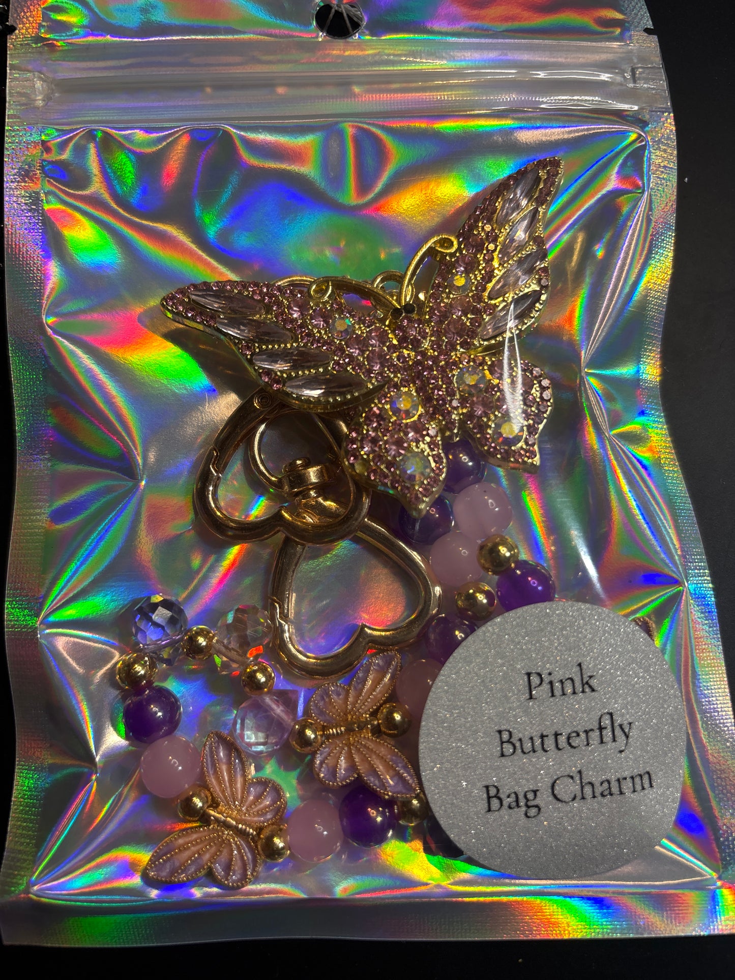 Pink Butterfly Bag Charm