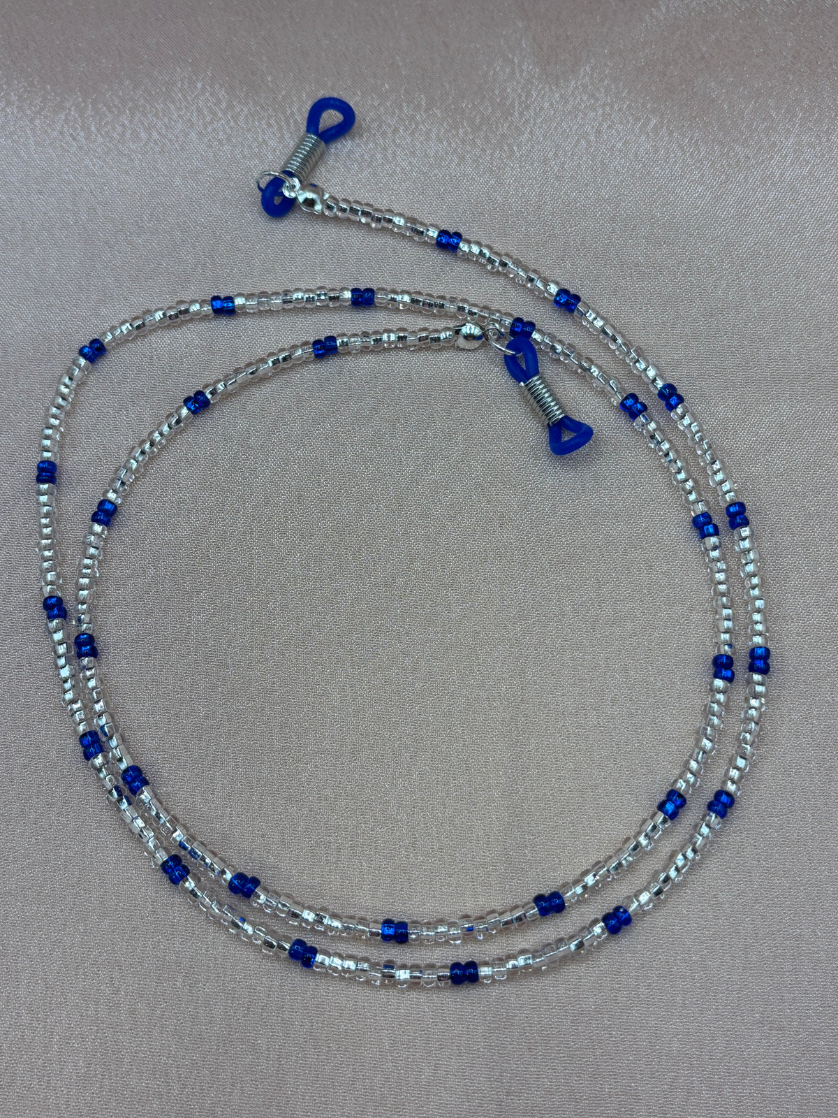 Blue Frost - Royal Blue & Silver Beaded Eyeglass Chain