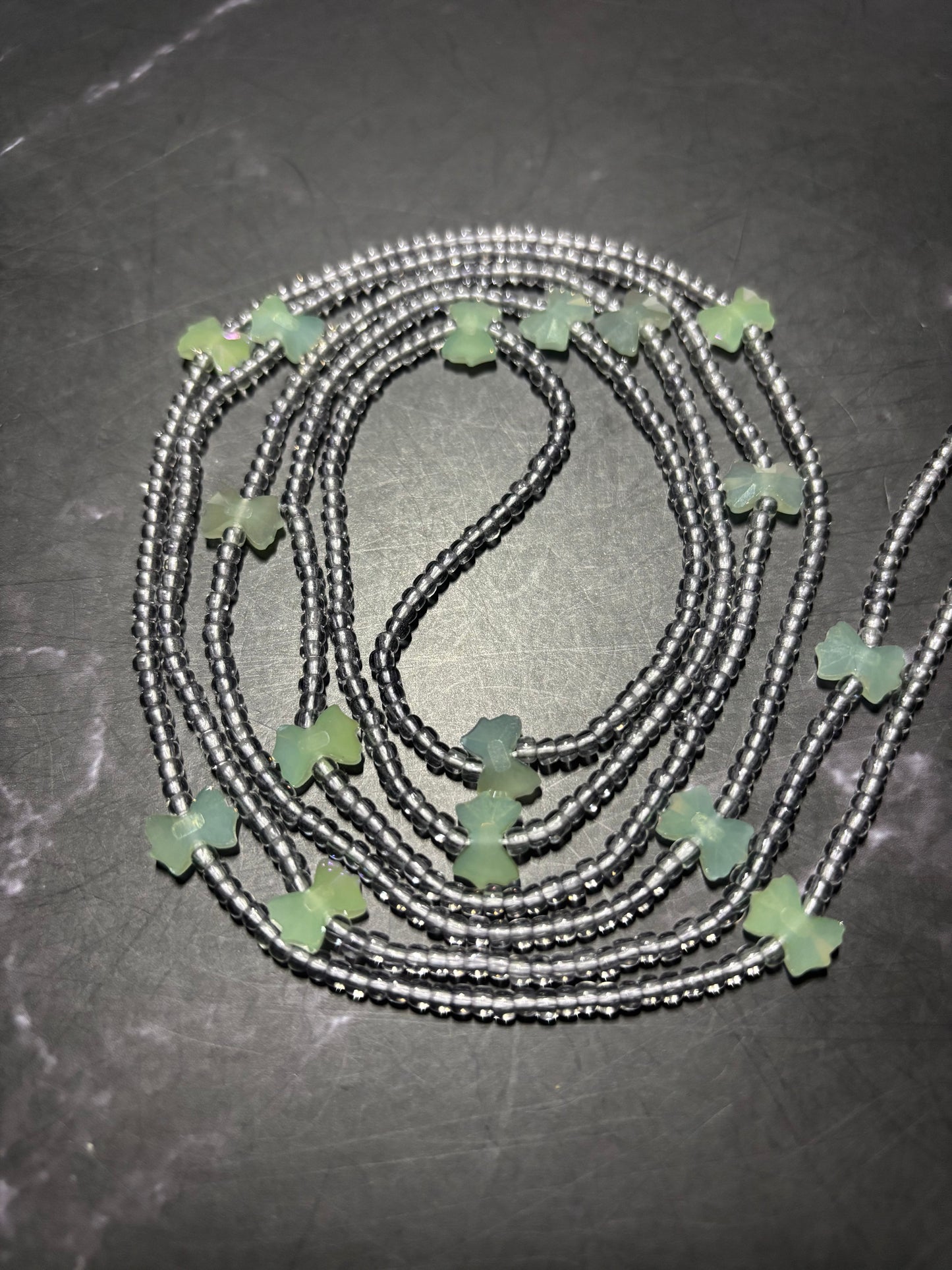 Glow Gurl - Glow in the Dark Waist Bead with Bow Accents