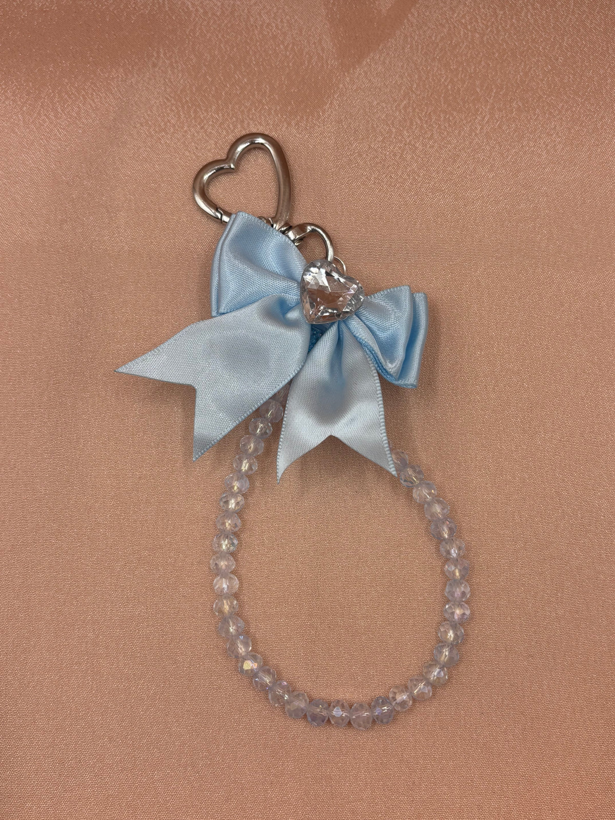 Bow Tied Beaded Bow Bag Charm | Black & Royal Blue