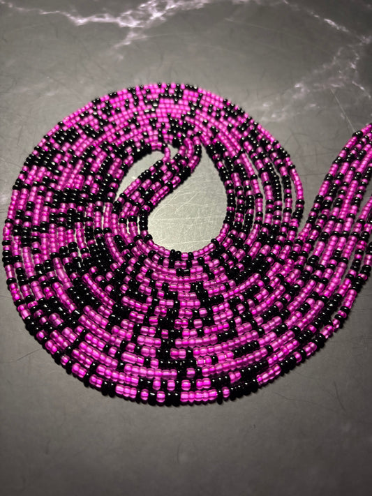 Neon Noir - Pink & Black Waist Bead
