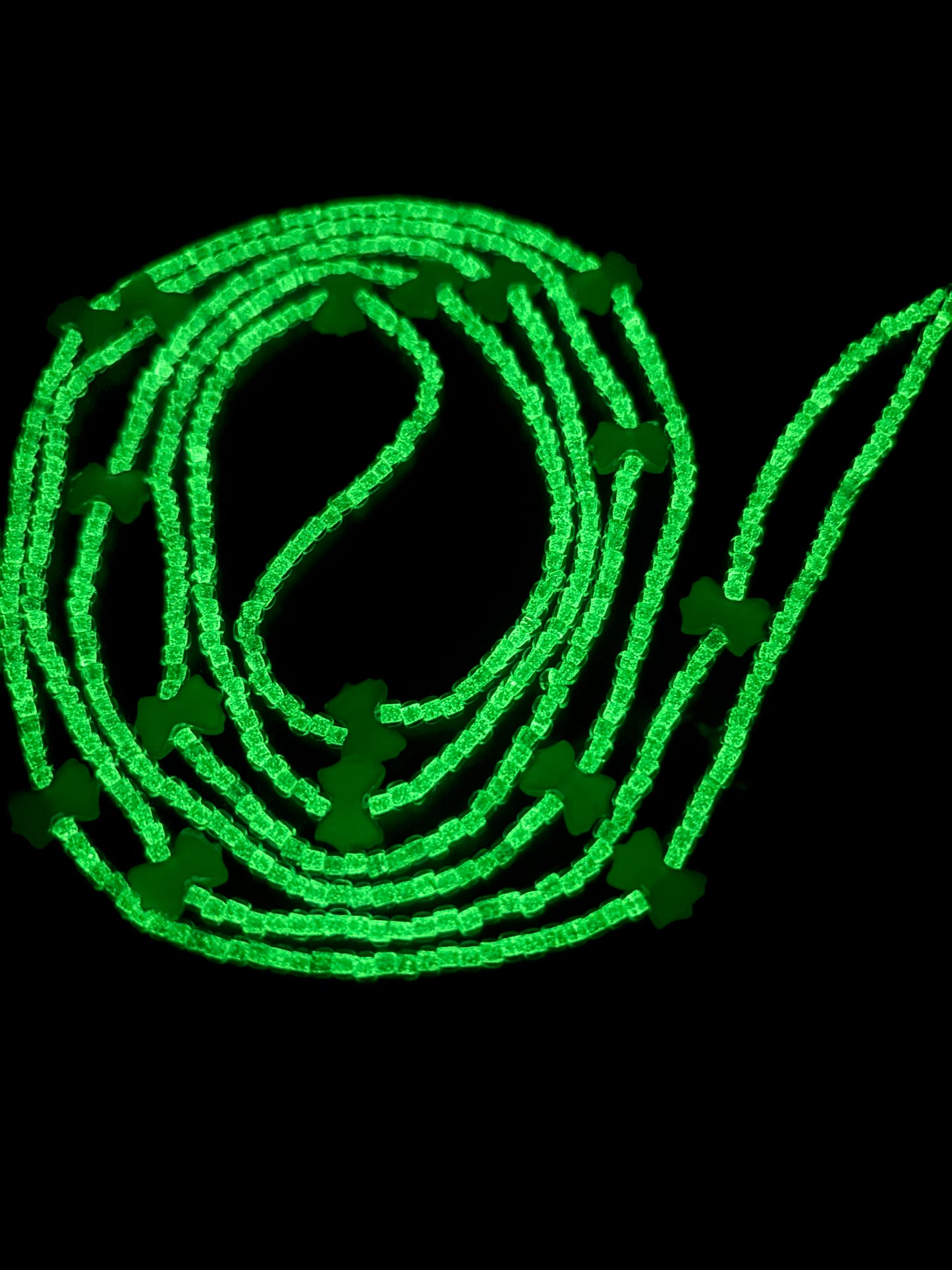 Glow Gurl - Glow in the Dark Waist Bead with Bow Accents