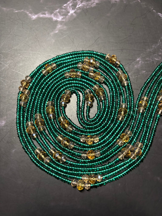 Poison Ivy - Emerald & Crystal Waist Bead