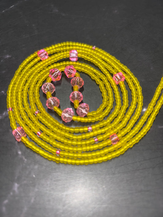 Pink Lemonade 🍋💗 - Yellow & Pink Crystal Waist Beads