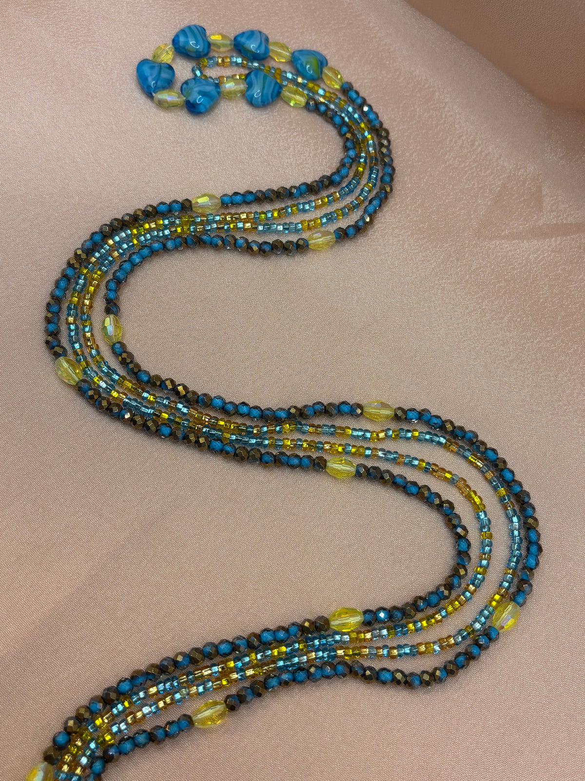 Ocean Breeze - Blue & Yellow Multi-Strand Waist Bead Set
