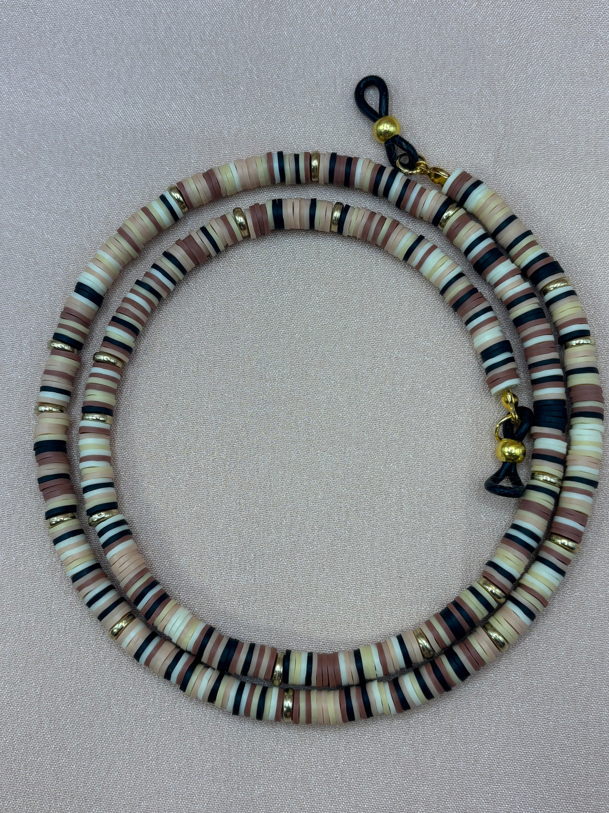 Warm Cocoa - Brown, Black & Cream Beaded Eyeglass Chain
