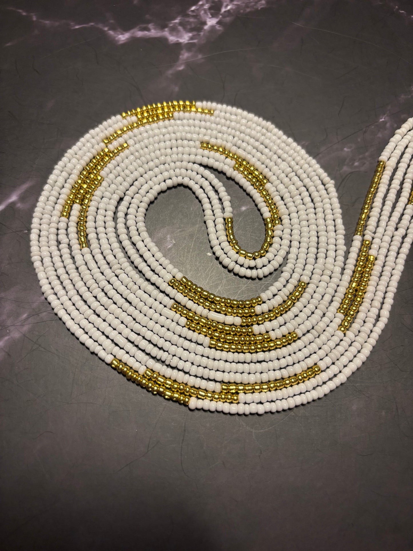 Golden Kiss - White & Gold Waist Beads