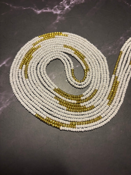 Golden Kiss - White & Gold Waist Beads