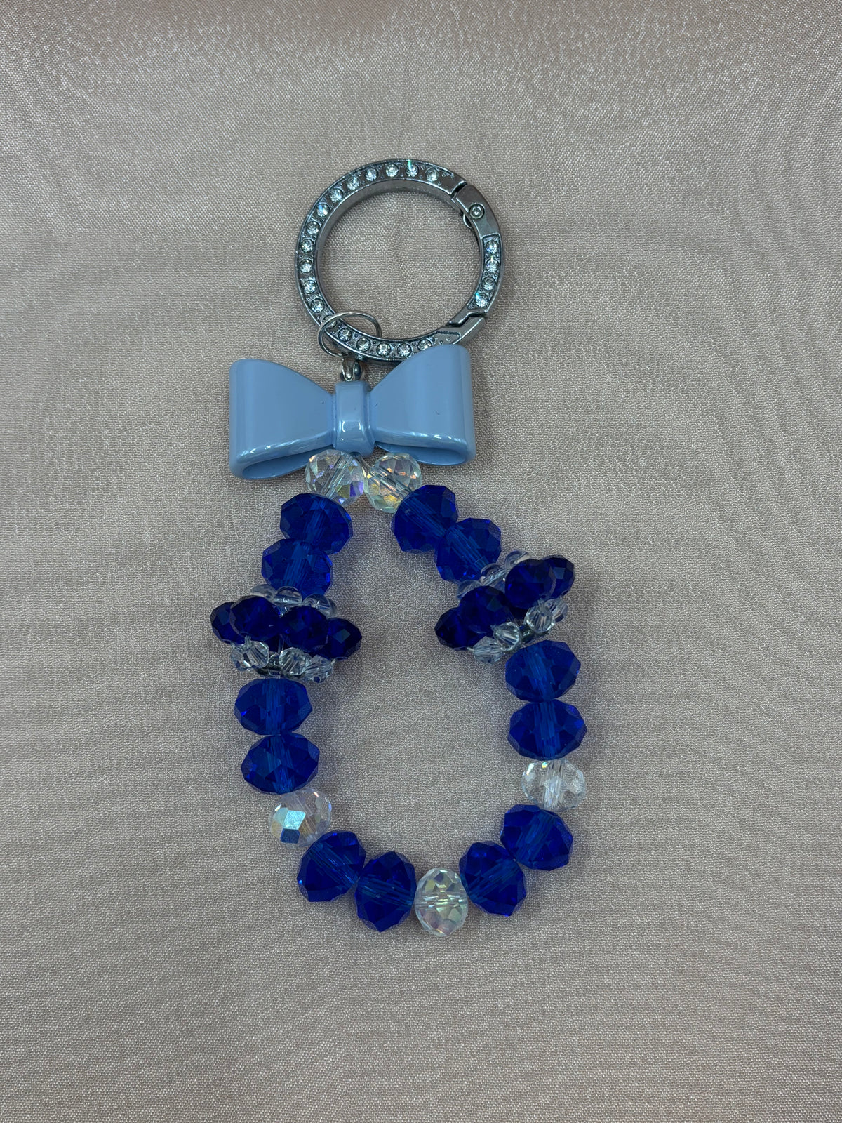Bow Tied Beaded Bow Bag Charm | Black & Royal Blue