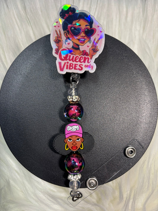 Queen Vibes For a Queen — Beaded Badge Reel