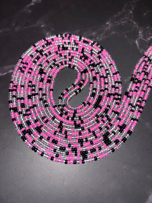 Adore - Pink, Black and Clear Waist Bead